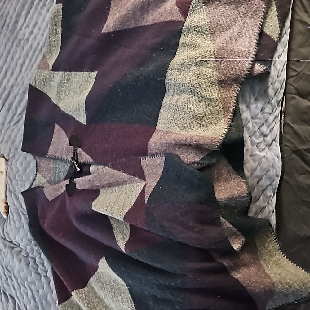 Red white and Burgundy poncho/scarf